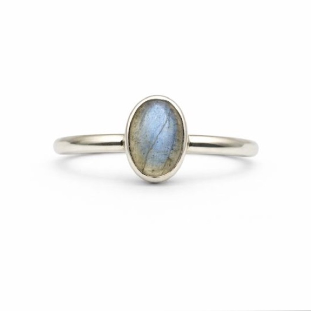 Oval Labradorite Sterling Silver Stacking Ring